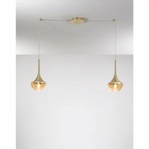 Luminaires Fabas Luce Suspension Fabas Luce Apollo Laiton, 2 lumières* Lampes En Verre