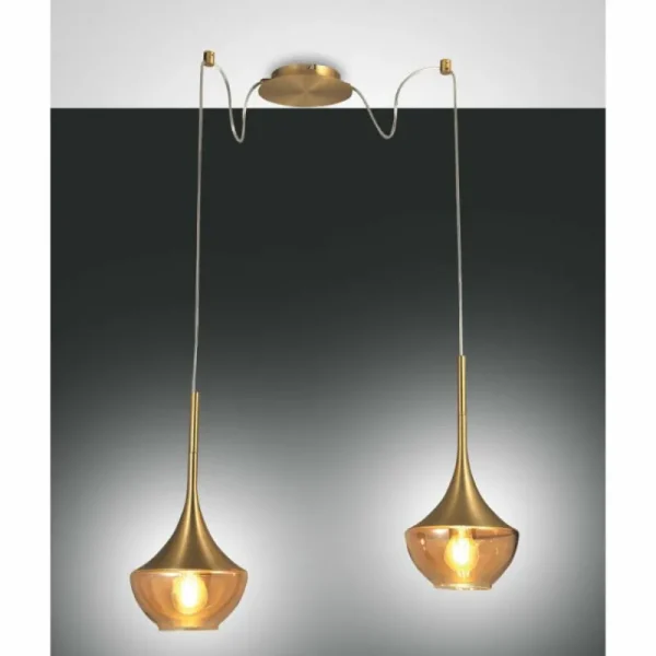 Luminaires Fabas Luce Suspension Fabas Luce Apollo Laiton, 2 lumières* Lampes En Verre