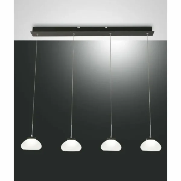 Luminaires Fabas Luce Suspension Fabas Luce Arabella LED Noir, 4 lumières* Lampes En Verre