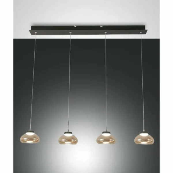 Luminaires Fabas Luce Suspension Fabas Luce Arabella LED Noir, 4 lumières* Lampes En Verre