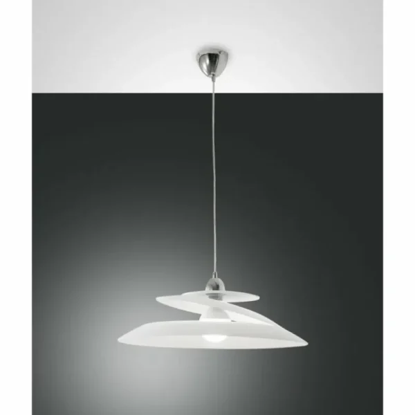 Luminaires Fabas Luce Suspension Fabas Luce Aragon Chrome, 1 lumière* Lampes En Verre