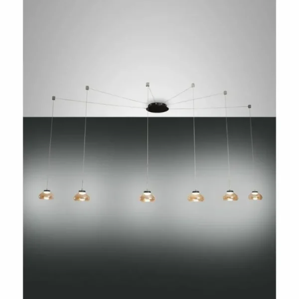 Luminaires Fabas Luce Suspension Fabas Luce Arabella LED Noir, 6 lumières* Lampes En Verre