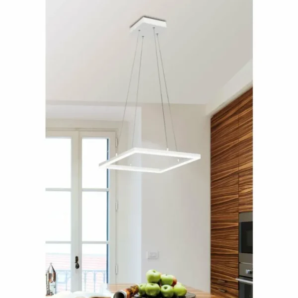 Luminaires Fabas Luce Suspension Fabas Luce Bard LED Blanc, 1 lumière* Lampes En Verre