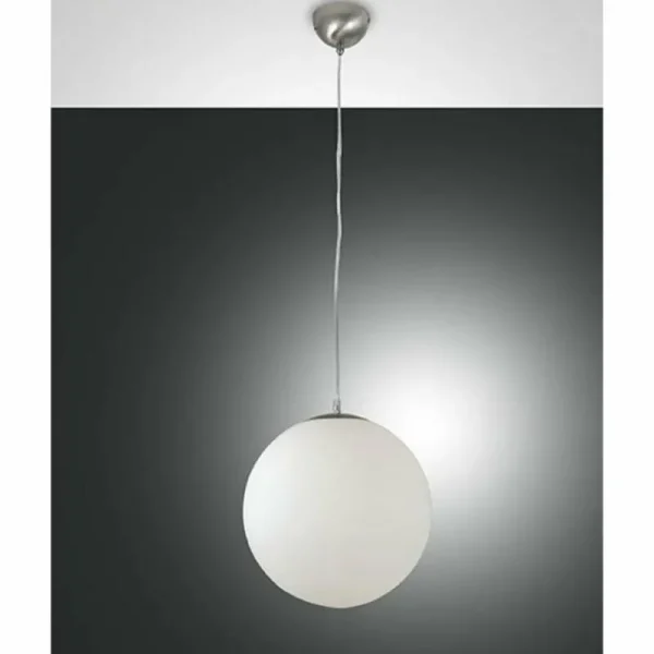 Luminaires Fabas Luce Suspension Fabas Luce BONG Nickel mat, 1 lumière* Lampes En Verre