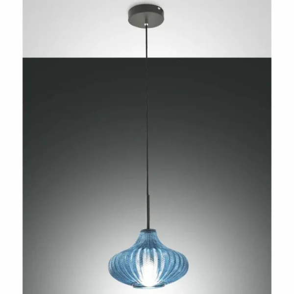 Luminaires Fabas Luce Suspension Fabas Luce Budelli Noir, 1 lumière* Lampes En Verre