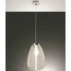 Luminaires Fabas Luce Suspension Fabas Luce Cora Chrome, 1 lumière* Lampes En Verre