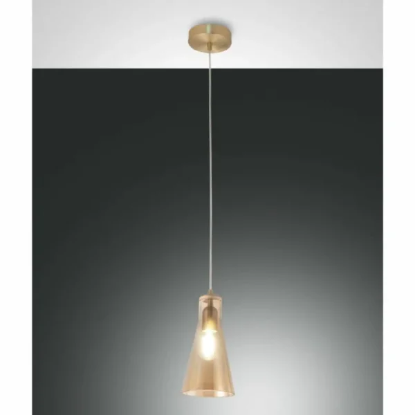 Luminaires Fabas Luce Suspension Fabas Luce Dafne Laiton, 1 lumière* Lampes En Verre