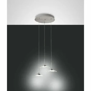 Luminaires Fabas Luce Suspension Fabas Luce Desus LED Nickel mat, 3 lumières* Lampes En Verre