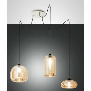 Luminaires Fabas Luce Suspension Fabas Luce Fiona Blanc, 3 lumières* Lampes En Verre