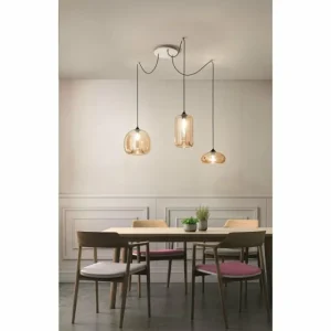 Luminaires Fabas Luce Suspension Fabas Luce Fiona Blanc, 3 lumières* Lampes En Verre