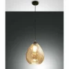 Luminaires Fabas Luce Suspension Fabas Luce Gisella Noir, 1 lumière* Lampes En Verre