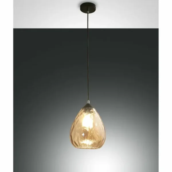 Luminaires Fabas Luce Suspension Fabas Luce Gisella Noir, 1 lumière* Lampes En Verre