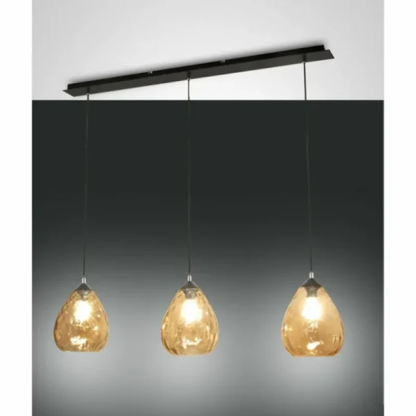 Luminaires Fabas Luce Suspension Fabas Luce Gisella Noir, 3 lumières* Lampes En Verre