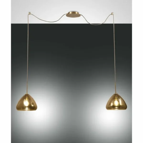 Luminaires Fabas Luce Suspension Fabas Luce Glow Laiton, 2 lumières* Lampes En Verre