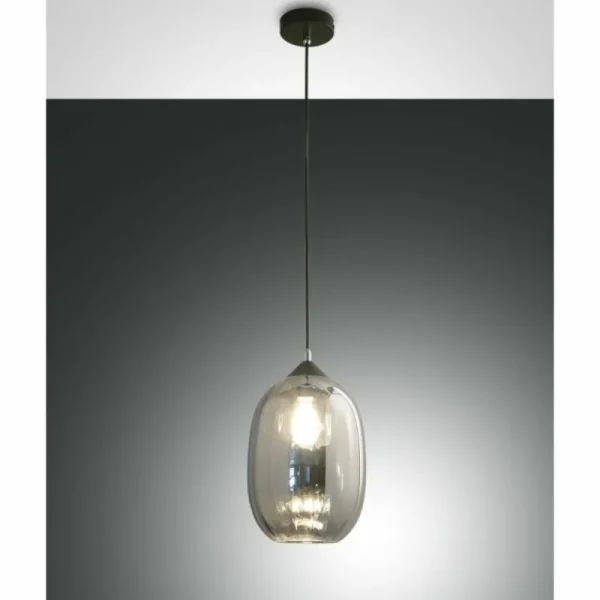 Luminaires Fabas Luce Suspension Fabas Luce Infinity Noir, 1 lumière* Lampes En Verre