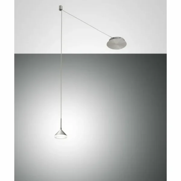 Luminaires Fabas Luce Suspension Fabas Luce Isabella LED Aluminium, Chrome, Nickel mat, 1 lumière* Lampes En Verre