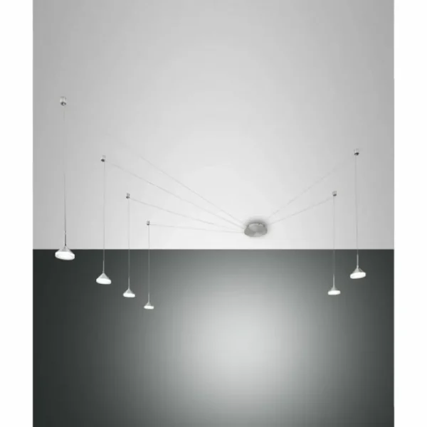 Luminaires Fabas Luce Suspension Fabas Luce Isabella LED Aluminium, Chrome, Nickel mat, 1 lumière* Lampes En Verre