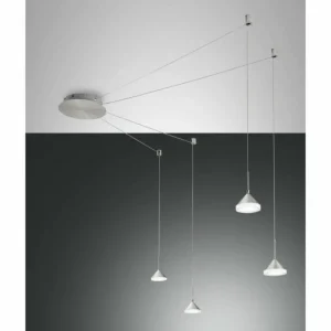 Luminaires Fabas Luce Suspension Fabas Luce Isabella LED Aluminium, Chrome, Nickel mat, 1 lumière* Lampes En Verre