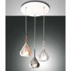 Luminaires Fabas Luce Suspension Fabas Luce Lila Blanc, 3 lumières* Lampes En Verre