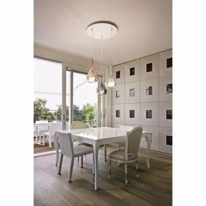 Luminaires Fabas Luce Suspension Fabas Luce Lila Blanc, 3 lumières* Lampes En Verre