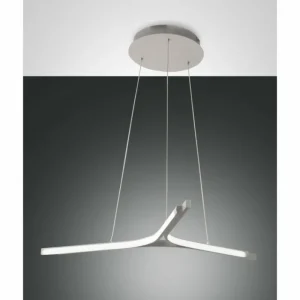 Luminaires Fabas Luce Suspension Fabas Luce Lira LED Argenté, 1 lumière* Lampes En Verre