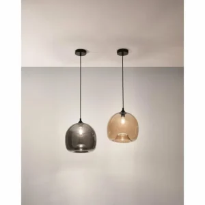 Luminaires Fabas Luce Suspension Fabas Luce Maia Noir, 1 lumière* Lampes En Verre