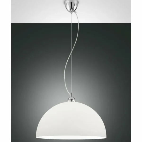 Luminaires Fabas Luce Suspension Fabas Luce Nice Chrome, 1 lumière* Lampes En Verre