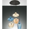 Luminaires Fabas Luce Suspension Fabas Luce Olbia Noir, 3 lumières* Lampes En Verre