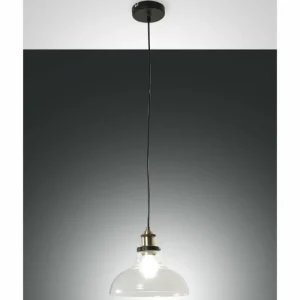 Luminaires Fabas Luce Suspension Fabas Luce Olos Noir, 1 lumière* Lampes En Verre