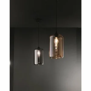 Luminaires Fabas Luce Suspension Fabas Luce Silo Noir, 1 lumière* Lampes En Verre