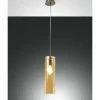 Luminaires Fabas Luce Suspension Fabas Luce Sintesi Nickel brillant, 1 lumière* Lampes En Verre