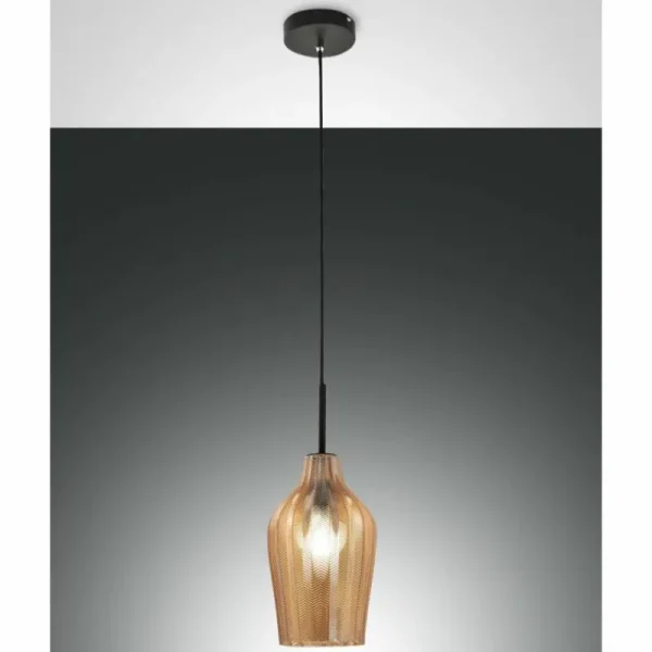 Luminaires Fabas Luce Suspension Fabas Luce Stintino Noir, 1 lumière* Lampes En Verre