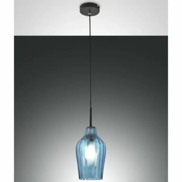 Luminaires Fabas Luce Suspension Fabas Luce Stintino Noir, 1 lumière* Lampes En Verre