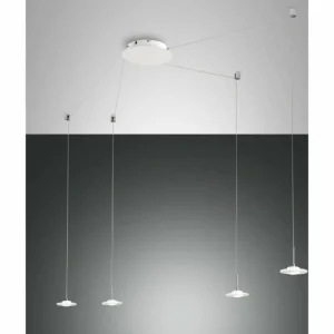 Luminaires Fabas Luce Suspension Fabas Luce Susanna LED Blanc, 4 lumières* Lampes En Verre