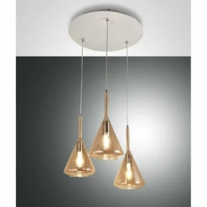 Luminaires Fabas Luce Suspension Fabas Luce Tris Blanc, 3 lumières* Lampes En Verre