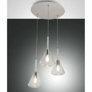 Luminaires Fabas Luce Suspension Fabas Luce Tris Blanc, 3 lumières* Lampes En Verre