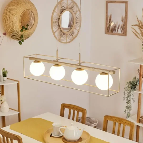 hofstein Suspension Finnseter Champagne, 4 lumières* Lampes En Verre