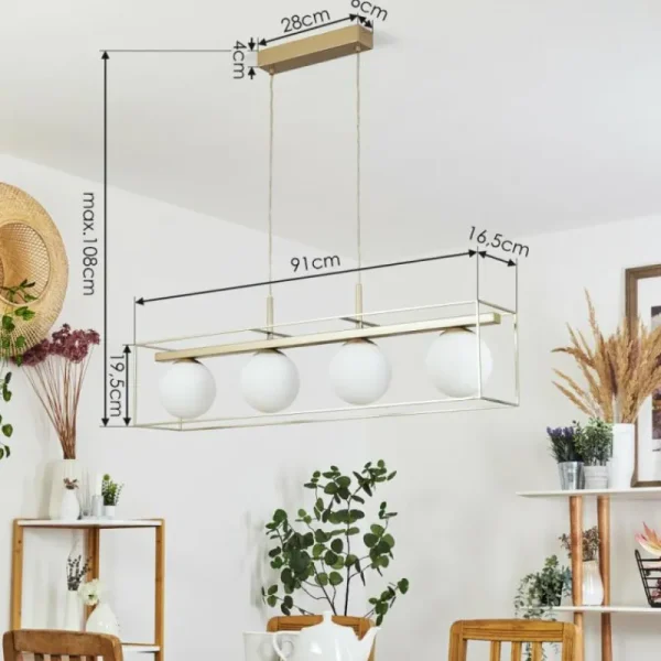 hofstein Suspension Finnseter Champagne, 4 lumières* Lampes En Verre