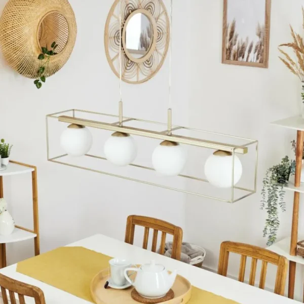 hofstein Suspension Finnseter Champagne, 4 lumières* Lampes En Verre