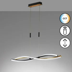 Luminaires Fischer & Honsel Suspension Fischer & Honsel Torcido LED Noir, 1 lumière, Télécommandes* Lampes En Verre