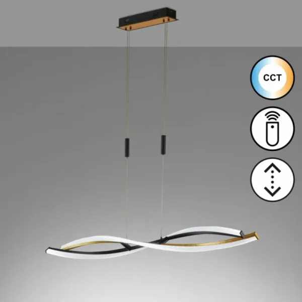 Luminaires Fischer & Honsel Suspension Fischer & Honsel Torcido LED Noir, 1 lumière, Télécommandes* Lampes En Verre