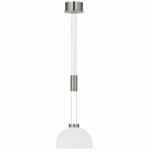 Luminaires Fischer & Honsel Suspension Fischer & Honsel Avignon LED Nickel brillant, 1 lumière* Lampes En Verre