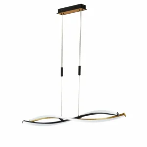 Luminaires Fischer & Honsel Suspension Fischer & Honsel Torcido LED Noir, 1 lumière, Télécommandes* Lampes En Verre