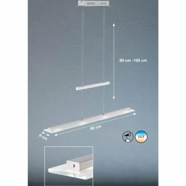 Luminaires Fischer & Honsel Suspension Fischer & Honsel Tenso TW LED Nickel mat, 4 lumières* Lampes En Verre