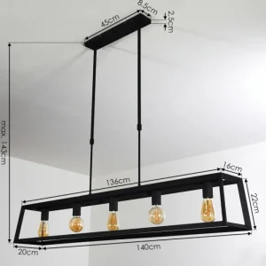 hofstein Suspension Foss Noir, 5 lumières* Lampes Modernes