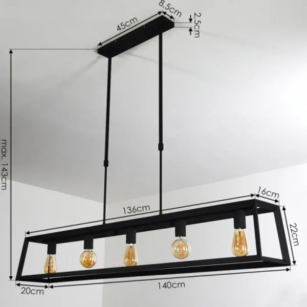 hofstein Suspension Foss Noir, 5 lumières* Lampes Modernes