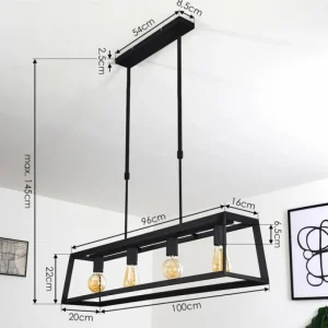 hofstein Suspension Foss Noir, 4 lumières* Lampes Modernes