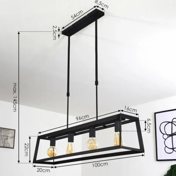 hofstein Suspension Foss Noir, 4 lumières* Lampes Modernes