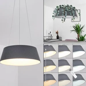 hofstein Suspension Fremont LED Gris, 1 lumière, Télécommandes* Lampes Modernes
