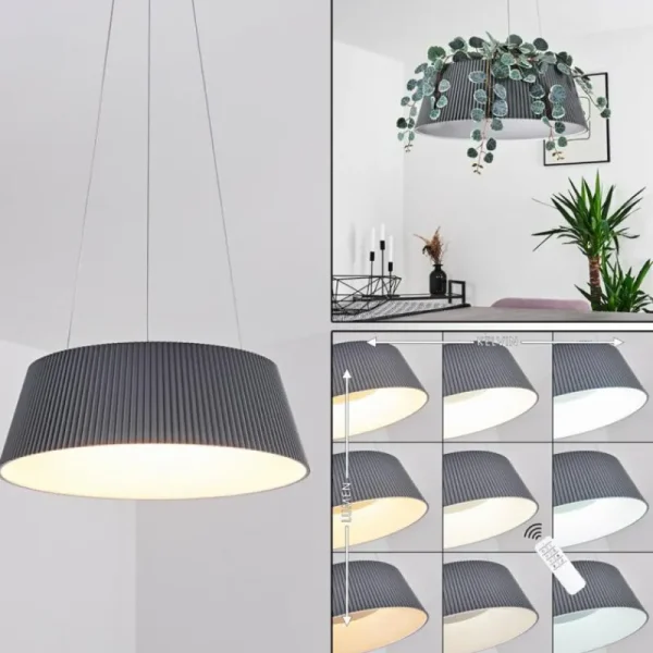 hofstein Suspension Fremont LED Gris, 1 lumière, Télécommandes* Lampes Modernes